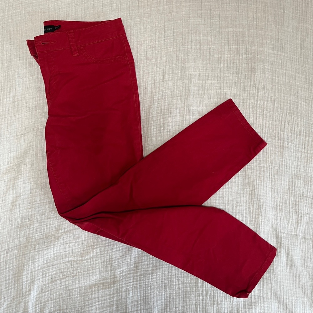 Calvin Klein Straight-Leg twill stretch jegging Pants classic red size 8 / 29 in